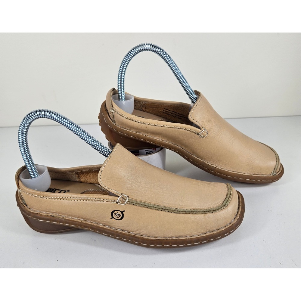 Børn Hand Crafted Womens 6 Leather Comfort Driving Mule Moc-Toe Slip-On Loafer - Picture 3 of 9
